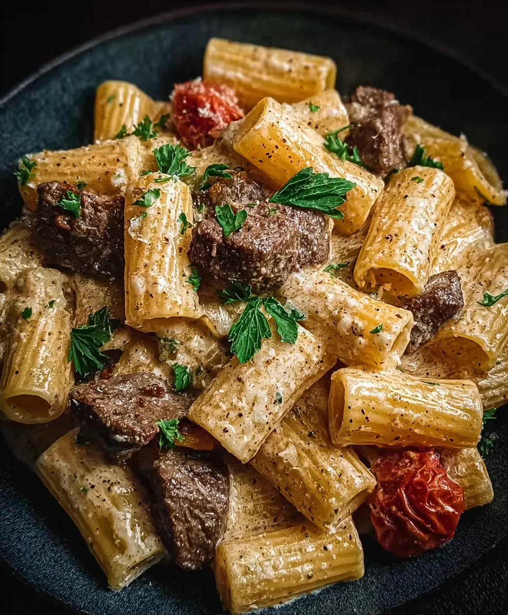 Cremiges Rindfleisch Parmesan Rigatoni: Einfach & Lecker