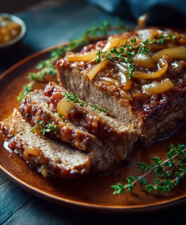 Herzhafter Französischer Rinder-Hackbraten mit Zwiebeln