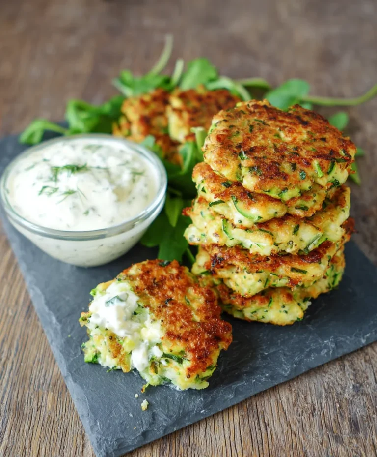 Zucchini-Puffer Rezept: Fitness-Gericht m. Knoblauch-Dip