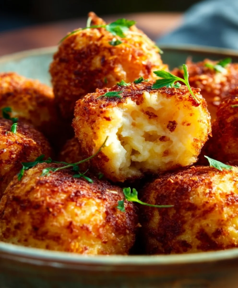 Heißluftfritteuse: Käse-Kartoffelpüree-Bällchen