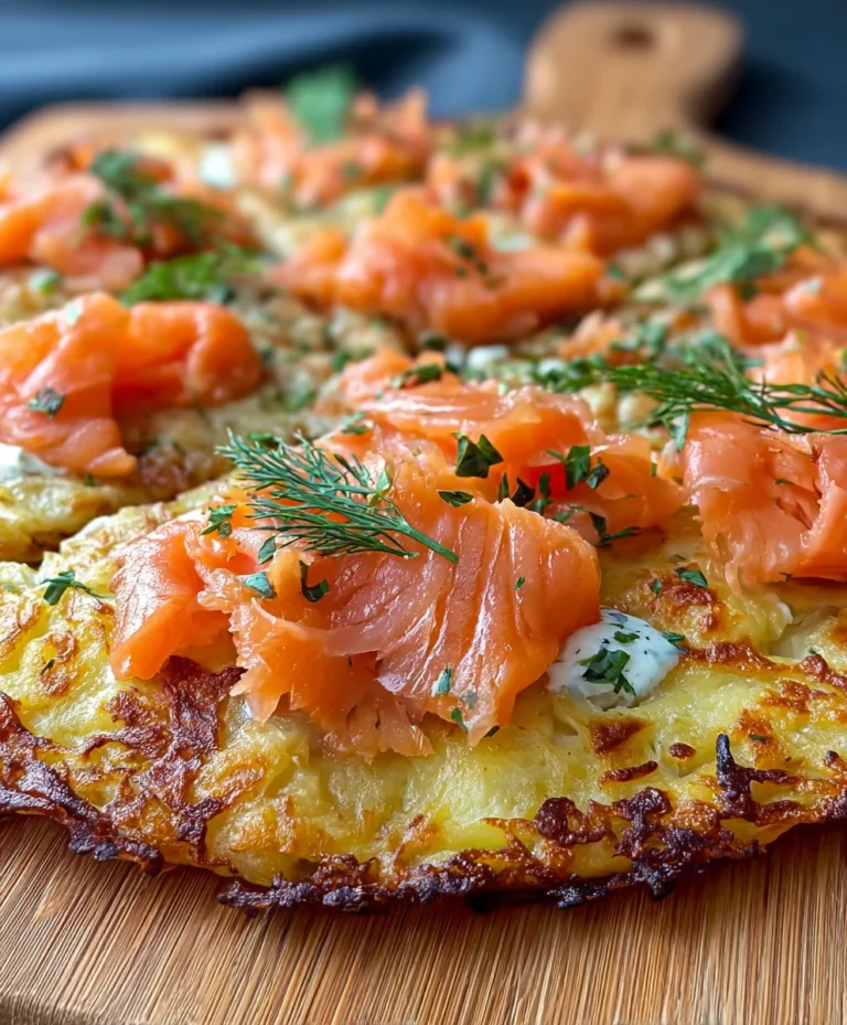 Einfache Kartoffelpizza mit Räucherlachs (vegan)