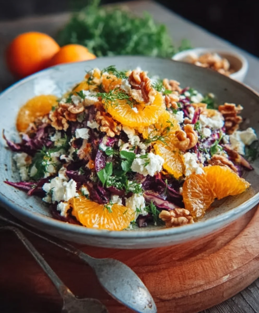 Rotkohlsalat: Orangen-Feta-Walnuss-Rezept für Sinne