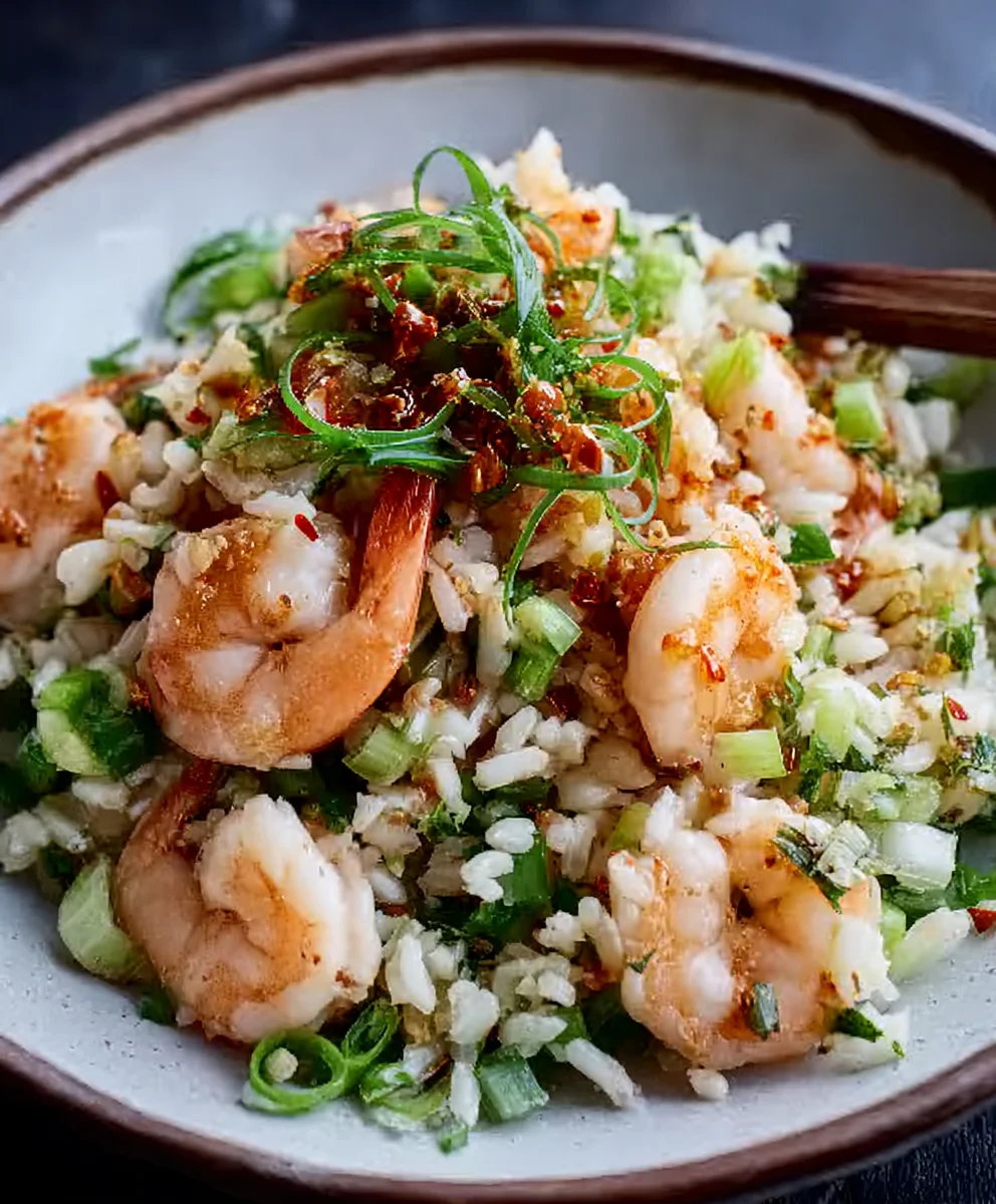 Knuspriger Reis & scharfer Garnelensalat – Blitzschnell