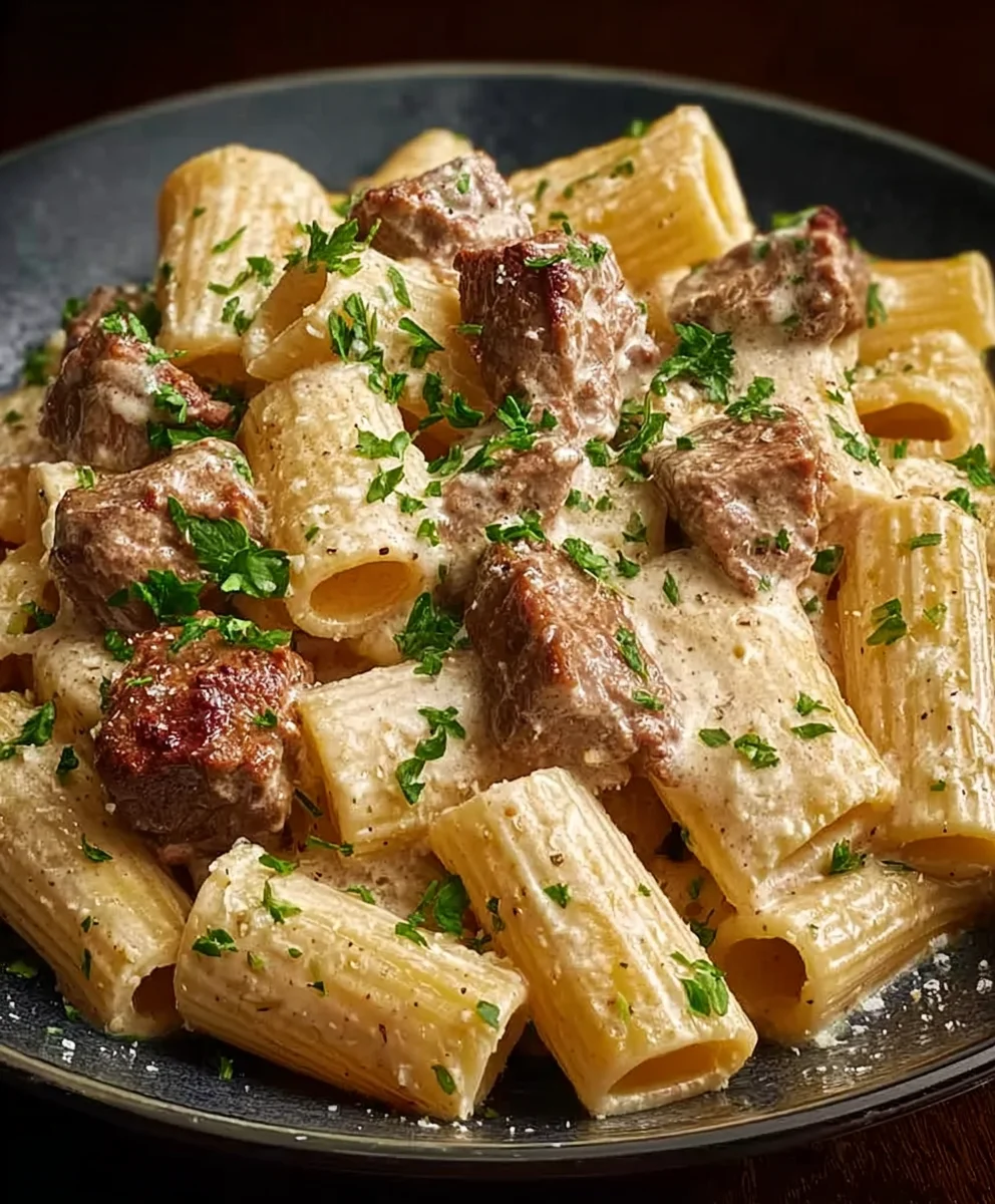 Cremiges Parmesan Rindfleisch & Rigatoni | Schnell & Lecker