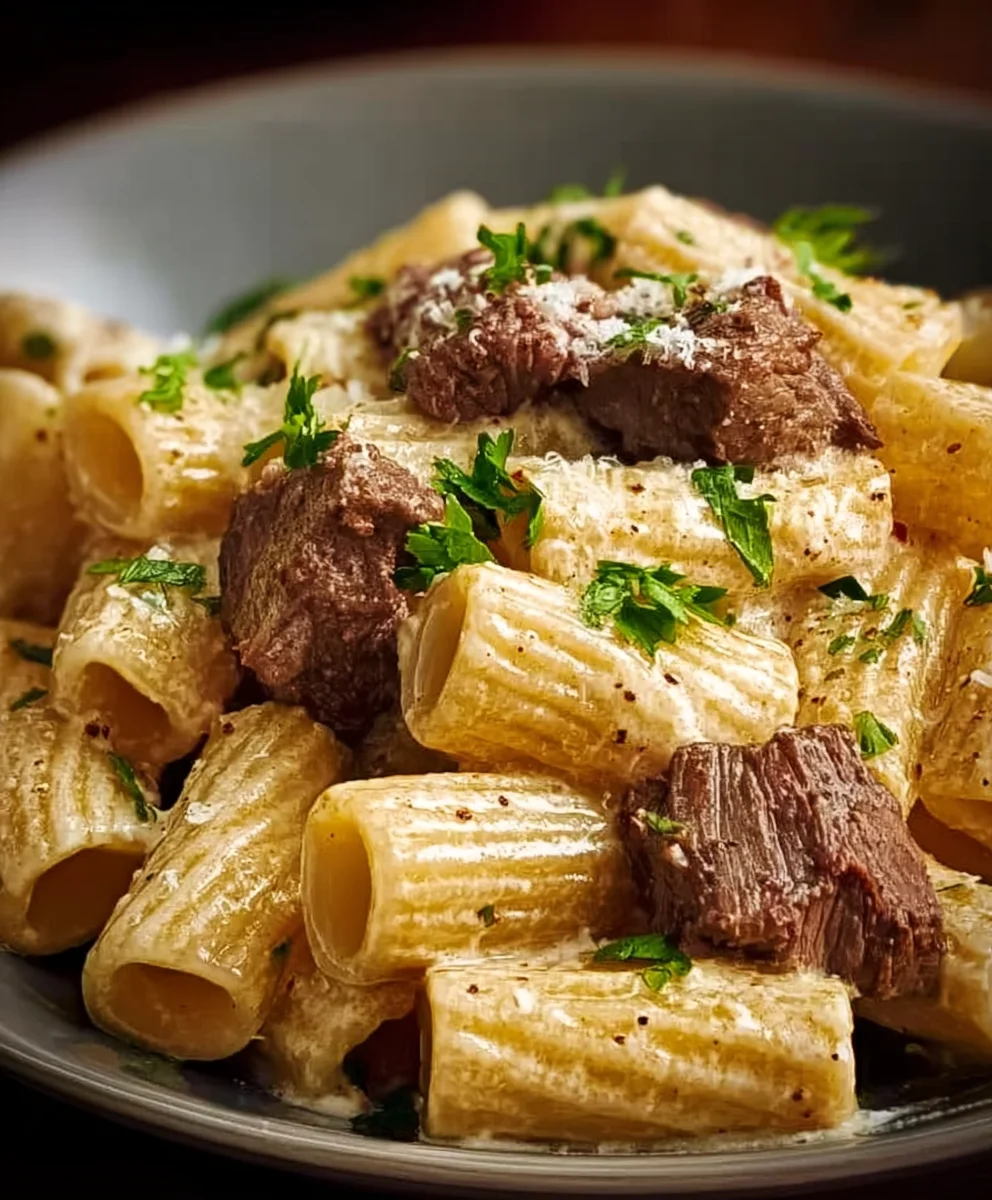 Cremiges Rindfleisch mit Parmesan & Rigatoni – Einfaches Rezept